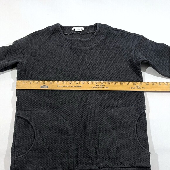 Lacoste Devanlay Waffle Knit Pullover Sweatshirt Sweater Tunic Top Gray Sz 36 - Picture 4 of 10